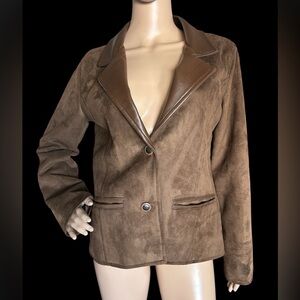 GA Milano Faux Suede Collared Womens Single Breasted Lined Blazer Western Size 6